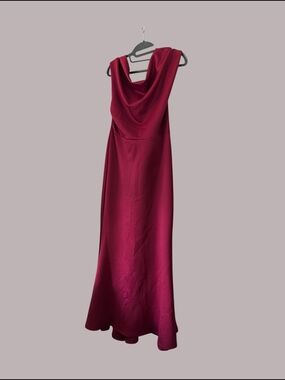 Elegant Cowl-Neck Evening Dress in Deep Berry OYS